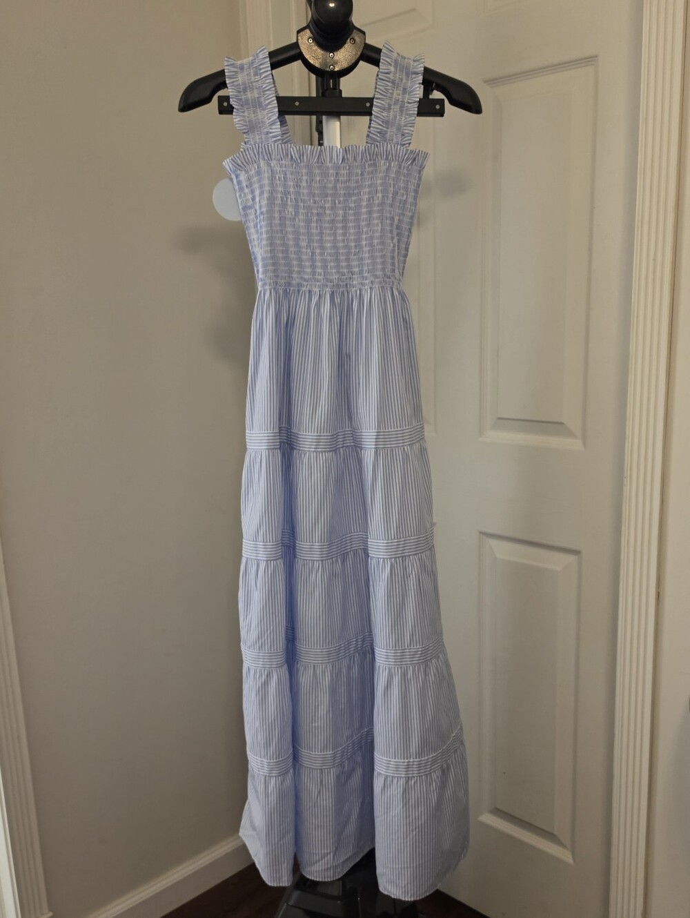 Hill House Light Blue & White Goldie Nap Dress